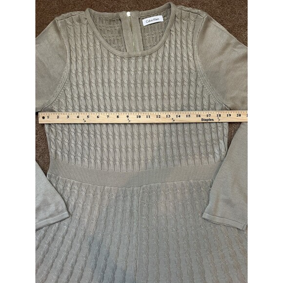 Calvin Klein Tan Cable Knit Fit & Flare Sweater Dress Women's Size X Large - Picture 10 of 15